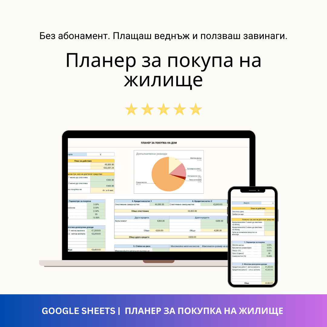4 в 1: Контрол над финансите - Google Sheets