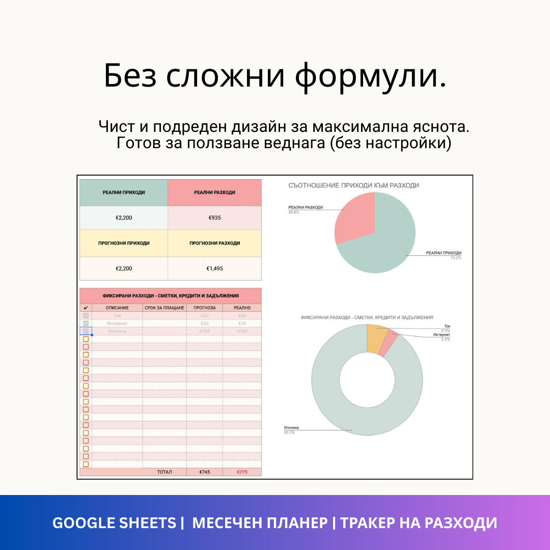 Месечен Бюджет - Планер за Google Sheets