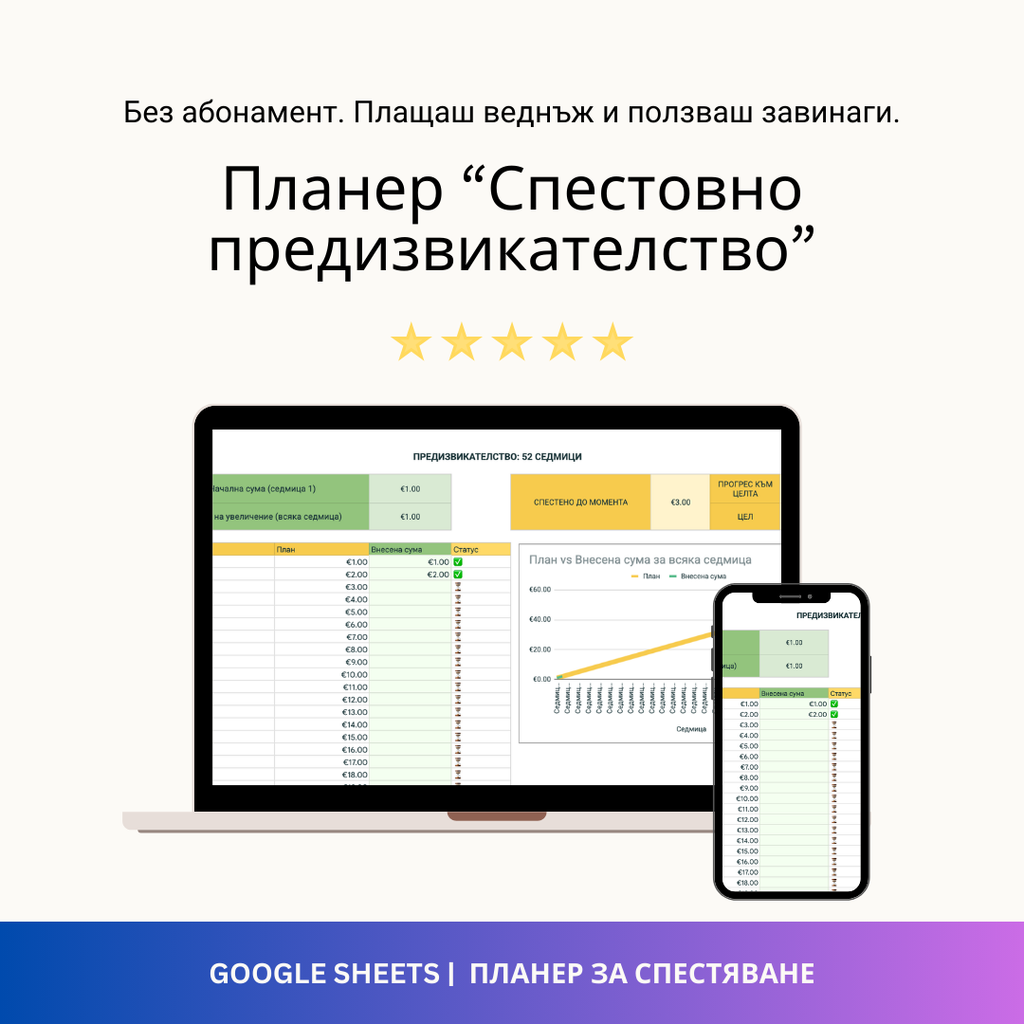 4 в 1: Контрол над финансите - Google Sheets